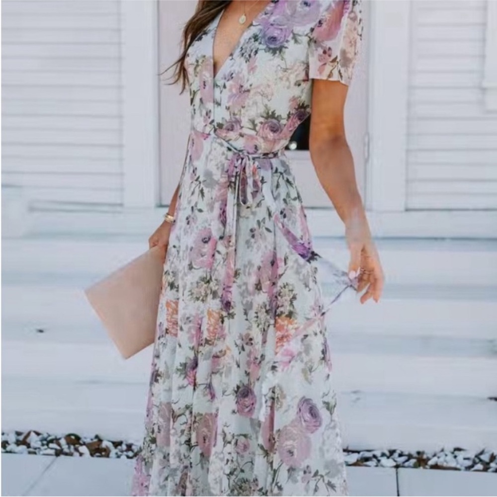 Aakaa Pastel Floral Maxi Dress